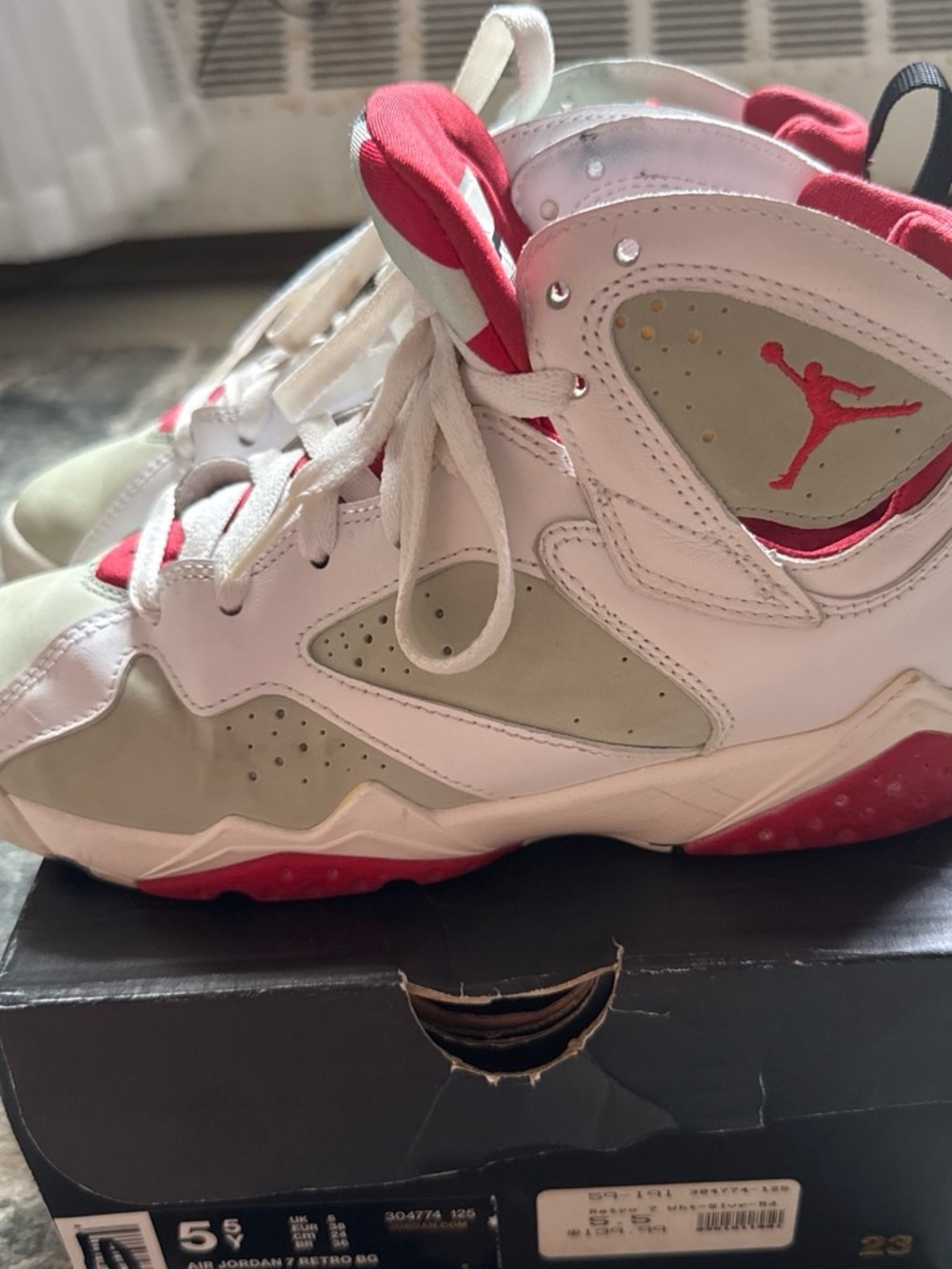 Jordan Kids White & Red Retro Basketball Sneakers